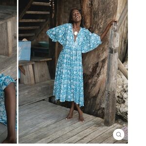 Daughter’s of India Kyra Midi Dress - color ocean blue - size small